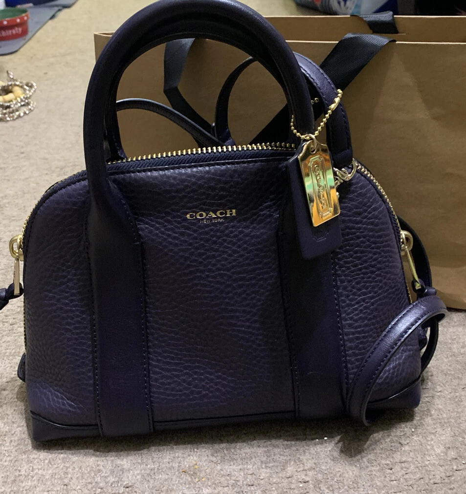 Small navy blue coach purse sale