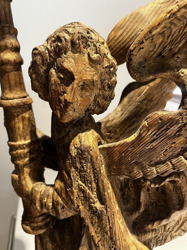 17th century wooden candlestick holder, haute epoque relic - Picture 3 of 4