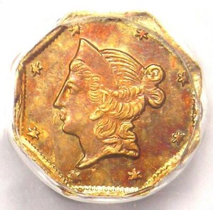 1853 Liberty California Gold Dollar G 1 Bg 522 R6 Pcgs Unc Det Ms Rarity 6 Ebay