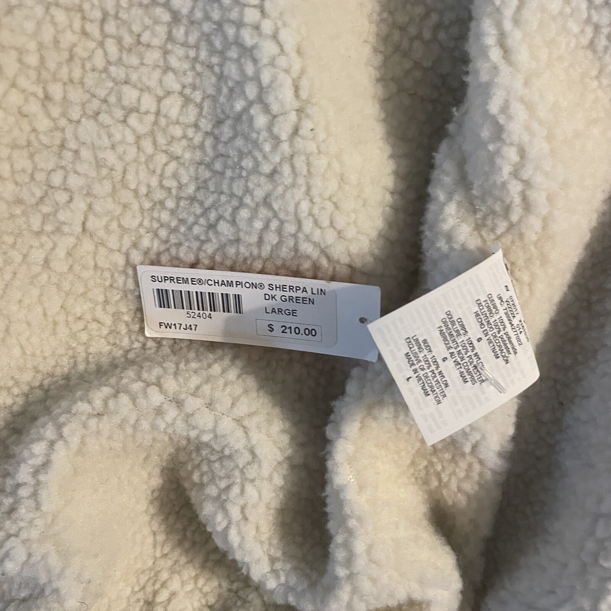 Size L -- Supreme Champion Sherpa Lined Hooded Jacket Dark Green