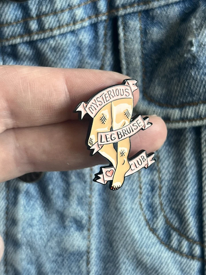 “Mysterious Leg Bruise Club” Funny Enamel Pin - Excellent Condition - Image 2 of 4