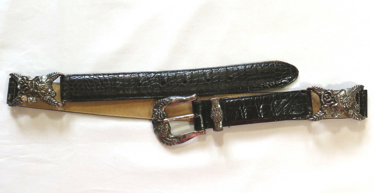 Vintage Brighton Leather Belt With Ornate Floral Buckle Size M Brighton Medium Floral Belts for Women for sale | eBay main image 4