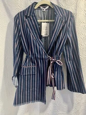 YOUTILUO Designer Costom Made Vertical stripes  Denim Jacket