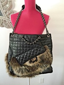 chanel red fur bag