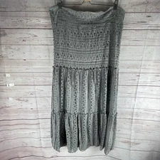 Solitaire by ravi khosla Maxi Skirt Sz M Green Boho Hippie Festival Whimsical