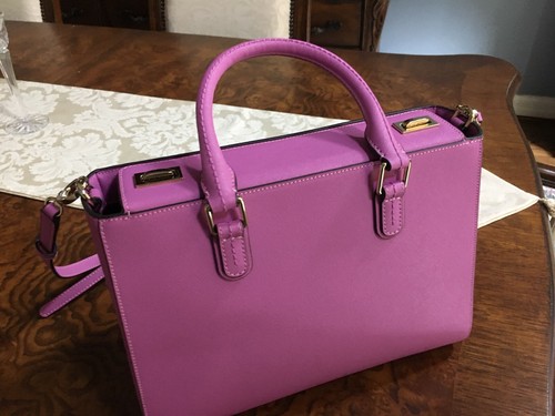 HENRI BENDEL W 57th SM TURNLOCK SATCHEL GROMMET HANDBAG IN PINK NEW WITH COVER - Picture 3 of 9