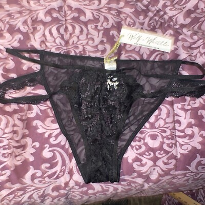 Wolf & Whistle Black Mesh Lace High Waist Panty Size 10