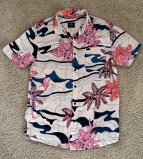 Rip Curl Barrel Killa Men's Hawaiian Shirt Size M Surf Tropical Print Button Up