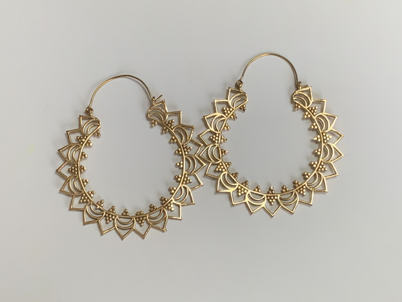 Mandala Hoop Earrings with Intricate Geometric Patterns and Boho Style Design-image