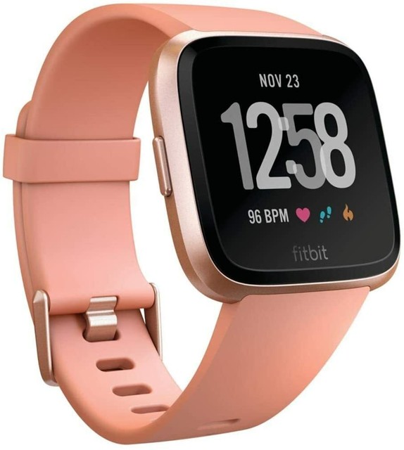 Fitbit Versa Smart Watch, Peach/Rose Gold Aluminium, One Size, S & L Bands Incl | eBay