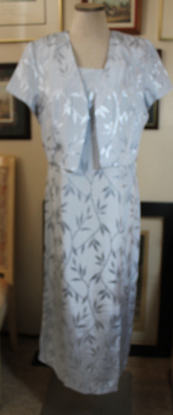 Miss Dorby blue brocade wedding formal evening long dress w bolero12