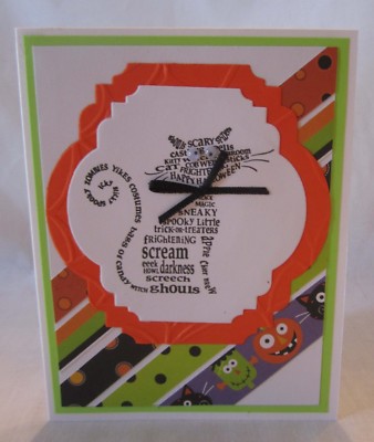 Handmade HALLOWEEN CARD Cat with Bug Eyes Stripes Blank Inside U Choose How Many