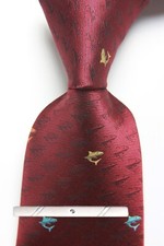 New Classic Polka Dot Red Blue JACQUARD WOVEN 100 Silk Men's Necktie Tie