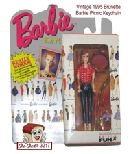 Vintage 1995 Barbie Picnic Brunette Keychain Basic Fun for Mattel  NRFB