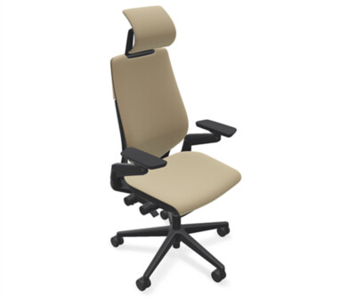Steelcase Gesture Adj Headrest Task Desk Chair Black Frame Nugget 5S97 Fabric