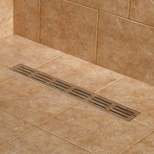 Signature Hardware 40" Tile-In Linear Shower Drain Brushed Stainless w Flange