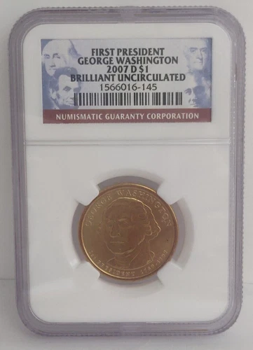 2007-D PRESIDENTIAL DOLLAR GEORGE WASHINGTON NGC BRILLIANT UNCIRCULATED