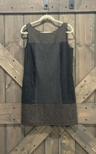 Bailey 44 Grey Brown Color Block Wool Blend Sheath Sleeveless Mini Dress Size L