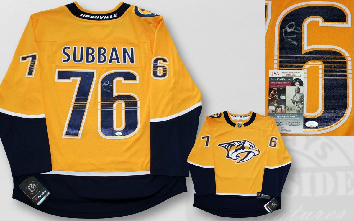 P.K. Subban Nashville Predators Autographed #76 Yellow Custom Jersey