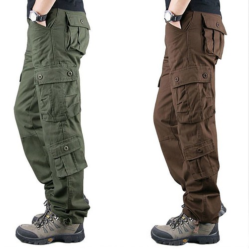 UK Mens Cargo Trousers 100% Cotton Work Trousers Tactical Combat Outdoor Pants - Picture 11 of 40