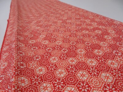 3N07z40 Japanese Kimono Silk FABRIC Flowers Orange-Red 55.9x7.5 | eBay