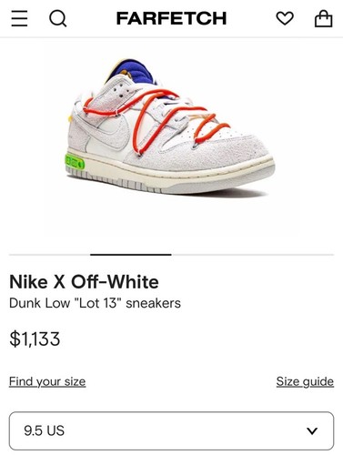 Off-White x Nike Dunk Low Lot 13 of 50 - Men’s Size 9.5 - Picture 24 of 24