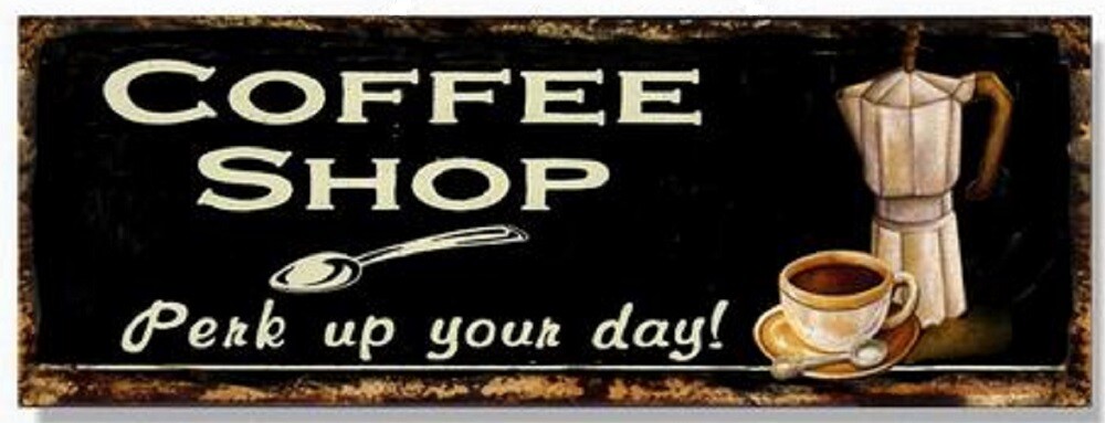 Blechschild, Reklameschild Coffee Shop, Konditorei Gastro Schild 13x36 cm