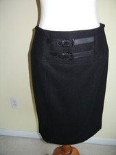 Ralph Lauren Collection Wool Leather/Buckle Skirt SZ 8