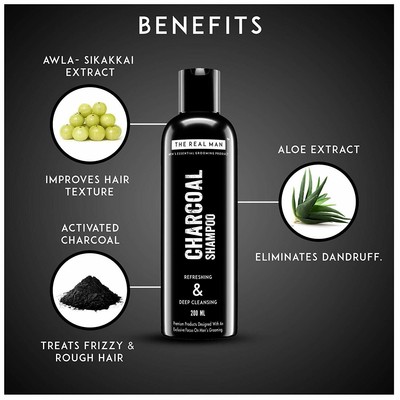 Shampoo For Men Women Active Charcoal Hair Care Deep Cleaning