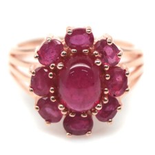 925 Sterling Silver Rose Gold Plated 6 x 8 mm. Red Ruby Ring Size 6.25