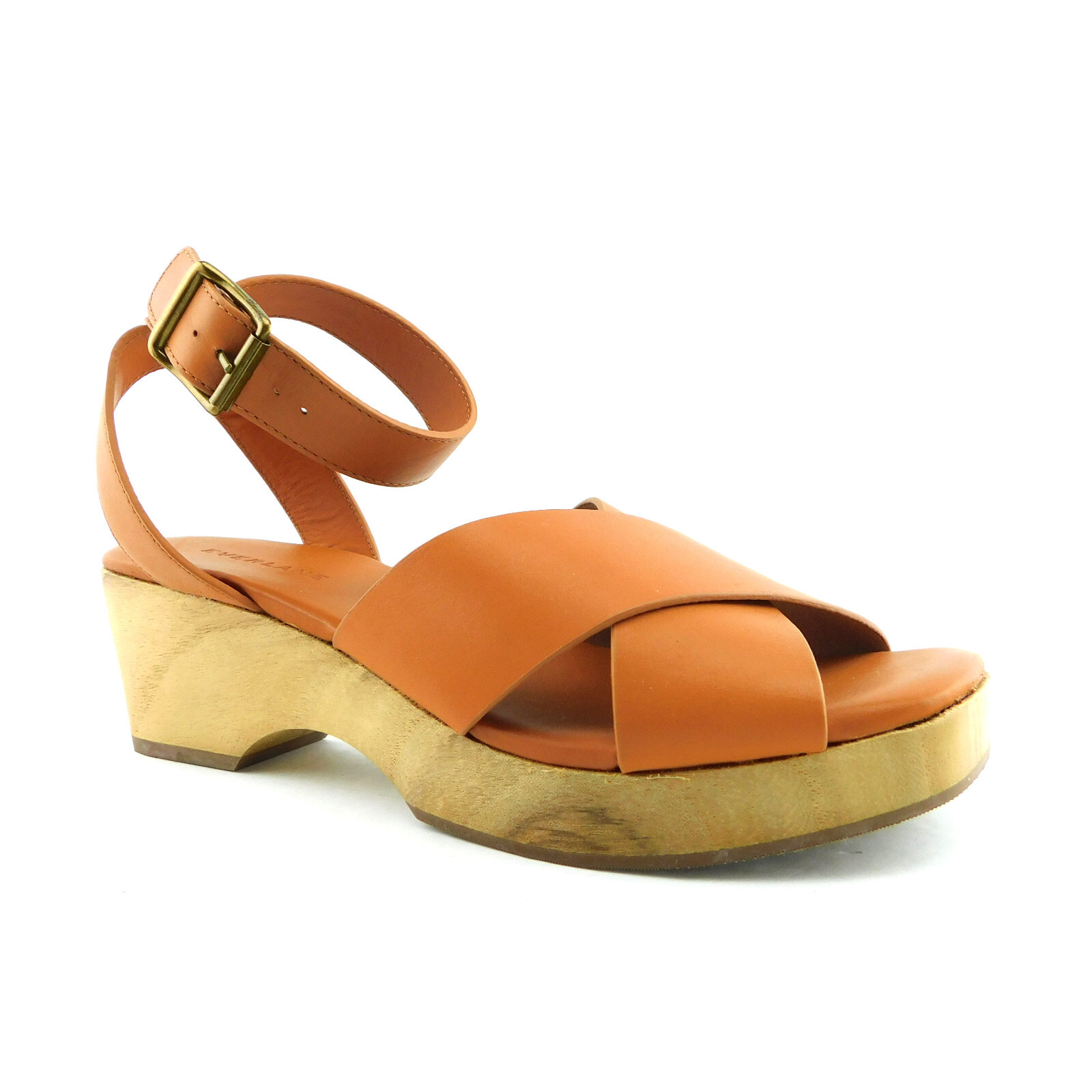 EVERLANE Size The Clog Brown Ankle Strap Sandals Shoes