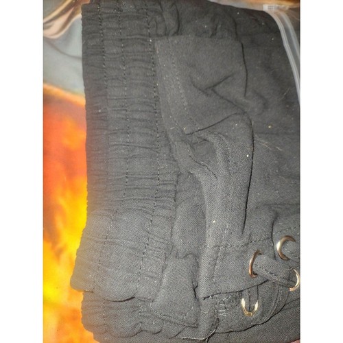 Cotton & Linen Lace Up Bottom Medieval Cosplay Pirate Pants black XXL US 38 - Picture 9 of 9