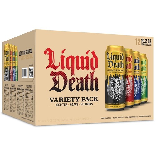 Liquid Death Iced Tea Variety Pack – 19.2oz King Cans (12-Pack) – 4 Flavors - 第 1/4 張圖片