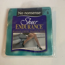 No Nonsense Sheer Endurance Pantyhose Control Top Size B Midnight Black 1 Pair