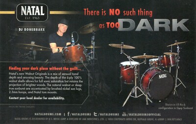 2015 small Print Ad Natal American Walnut Original US Rock Drum Kit DJ Bonebrake