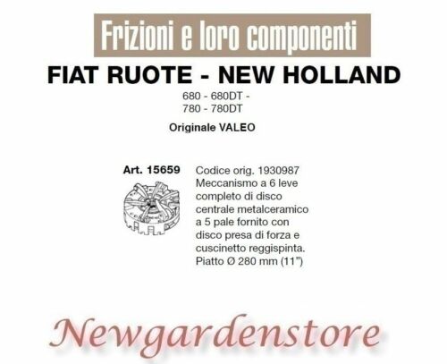 Frizione 6 leve disco cuscinetto trattore 680 780 VALEO 15659 FIAT NEW HOLLAND - Foto 1 di 1