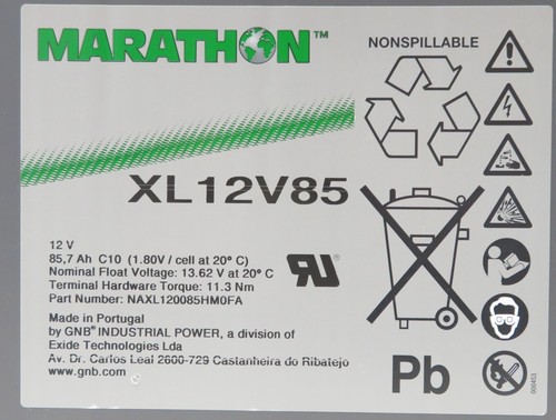 Industriebatterie GNB XL12V85 Gelbatterie 12V 85,7Ah AGM Blei Akku VRLA Batterie - Afbeelding 4 van 6