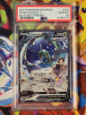 Pokemon TCG Indonesia Rayquaza V SR ALT ART PSA 10 076/067 S7R | eBay