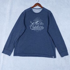 Eddie Bauer Thermal Sweater Men's XL Tall Blue Waffle Knit Graphic Print