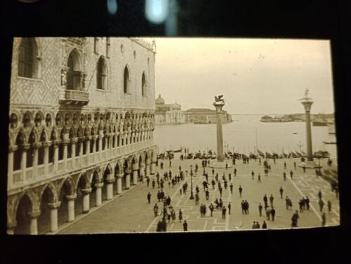 Antique magic lantern slide Grand Canal Piazzetta San Marco Venice Italy S76 - Picture 1 of 2