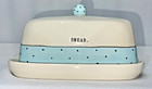 Rae Dunn Artisan Collection Light Blue Polka Dots SMEAR. Butter Dish with Lid