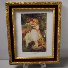 Vtg Framed Art Gold Ornate Wood Frame Glass 90s Over the Garden Wall
