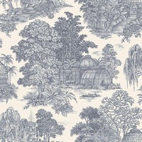 Vintage Tapete Osterley GäRten Toile Blau BäUme Laub BläTter Holden 13951