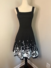VTG Ruby Rox Y2K Black White Floral Skater Dress Tulle Petticoat Rockabilly 5 XS
