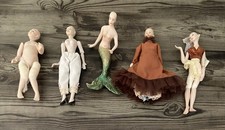 Lot of 5 Porcelain Fabric Dolls house miniature Fantasy Mermaid People