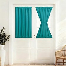 Small Door Window Curtains, French Rod Pocket 52"W x 40"L Pack of 1 Aqua