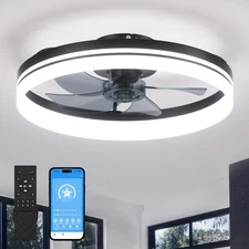 Ceiling Fans with Lights and Remote/APP Control, 19.7in Low Profile Ceiling F...