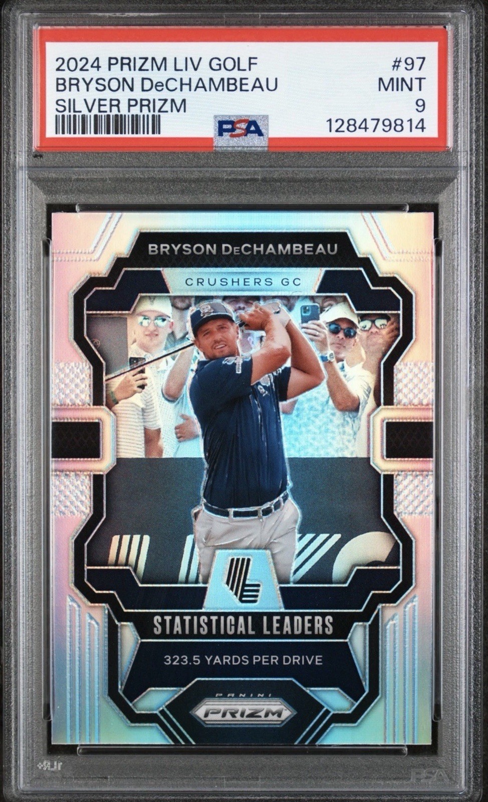 Bryson DeChambeau #97 Golf Cards 2024 Panini Prizm LIV trading card — raw and PSA graded price guide