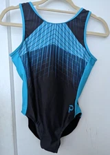 Plum Practicewear Gymnastics Leotard Teck Black Blue Size AS