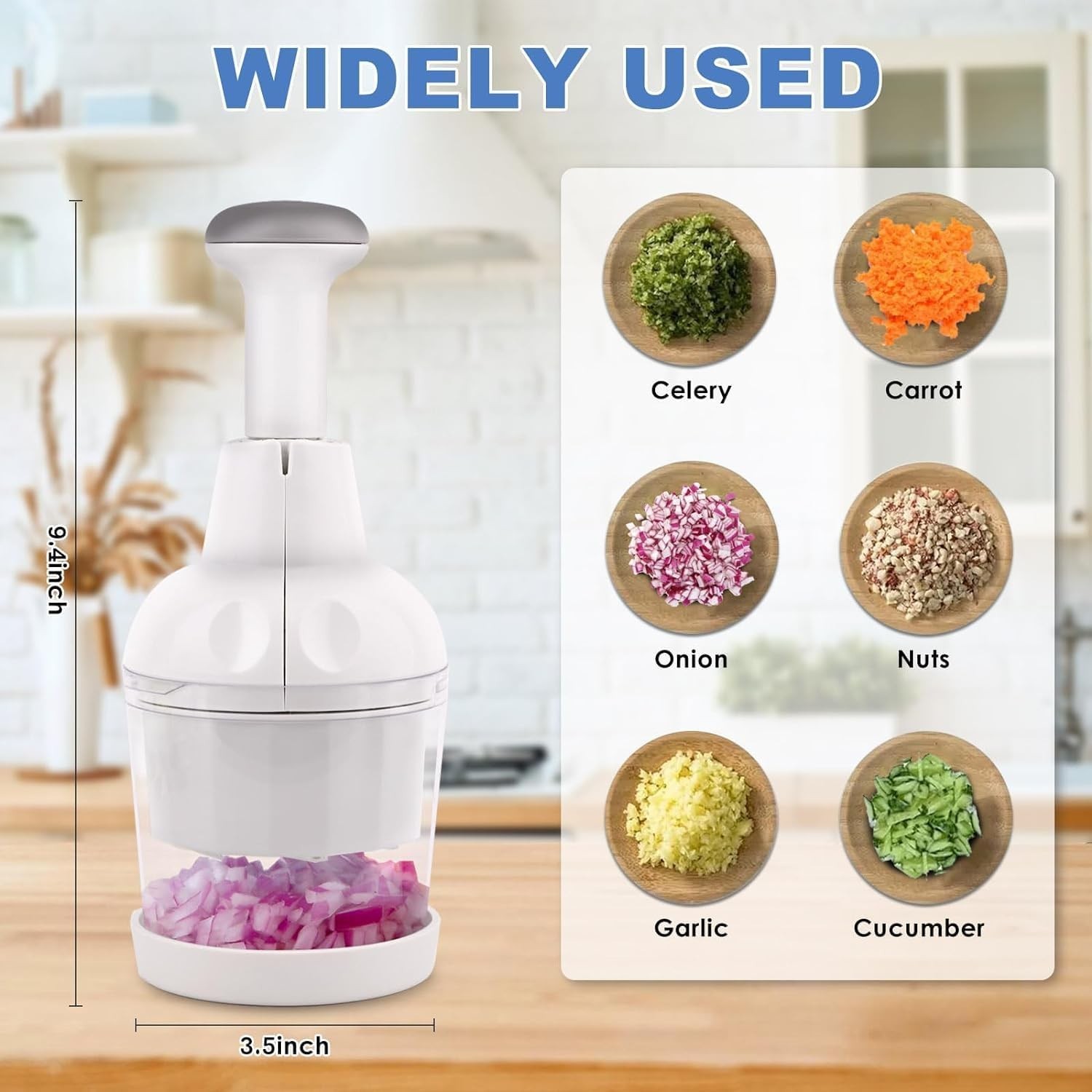 Pampered Chef Push Function Food Chopper #2585 - White- FREE SHIPPING